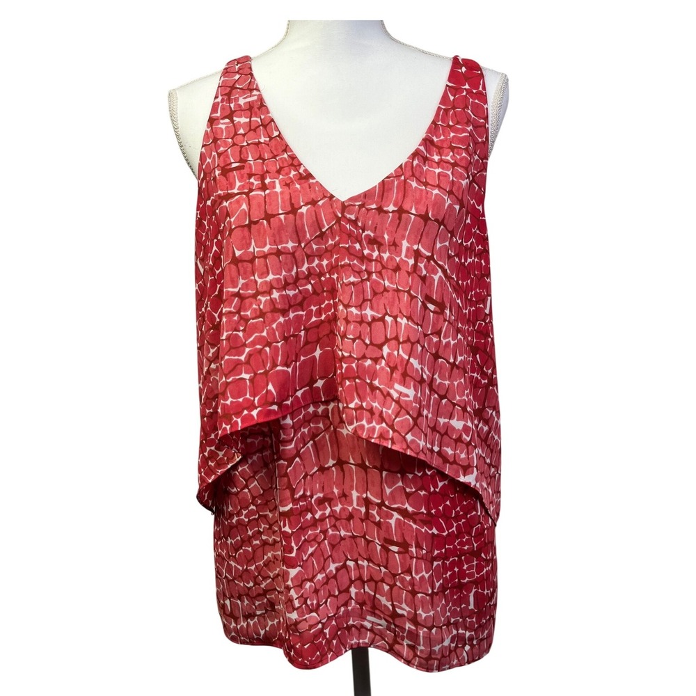 WHITE HOUSE BLACK‎ MARKET Sleeveless Layered Tank top Abstract print Red Size M